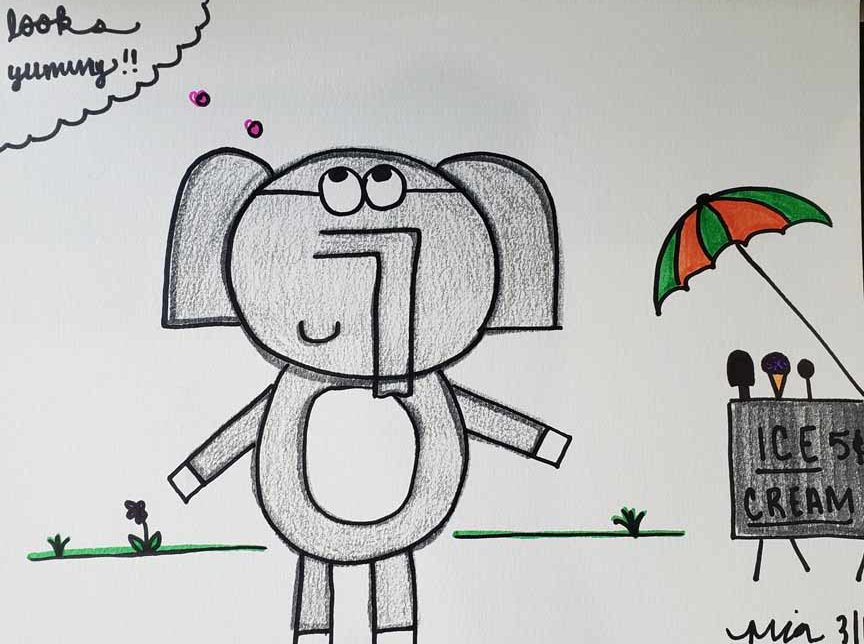 Mo Willems art from art class A day in the life of a quarantined gal!