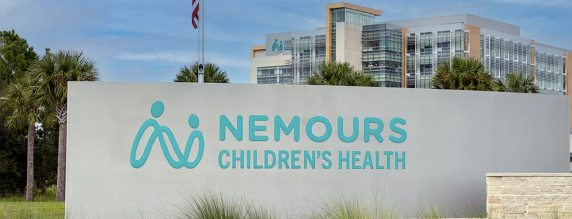 Aqua letters on concrete Nemour's Children's Heatlh