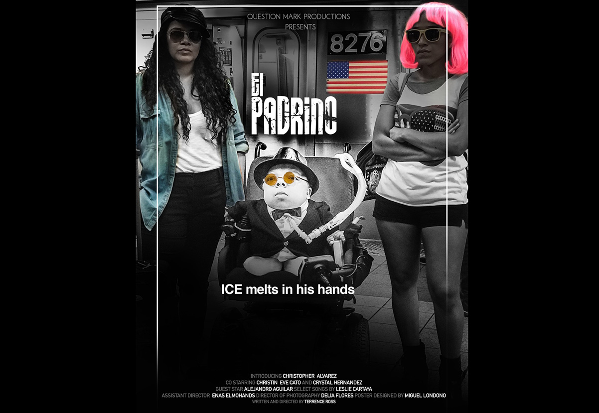 Two women standing on either side of mean looking dude in a wheelchair