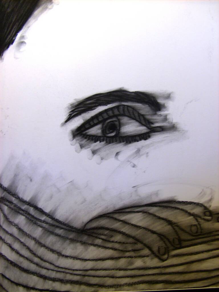 An abstract eye in Charcoal