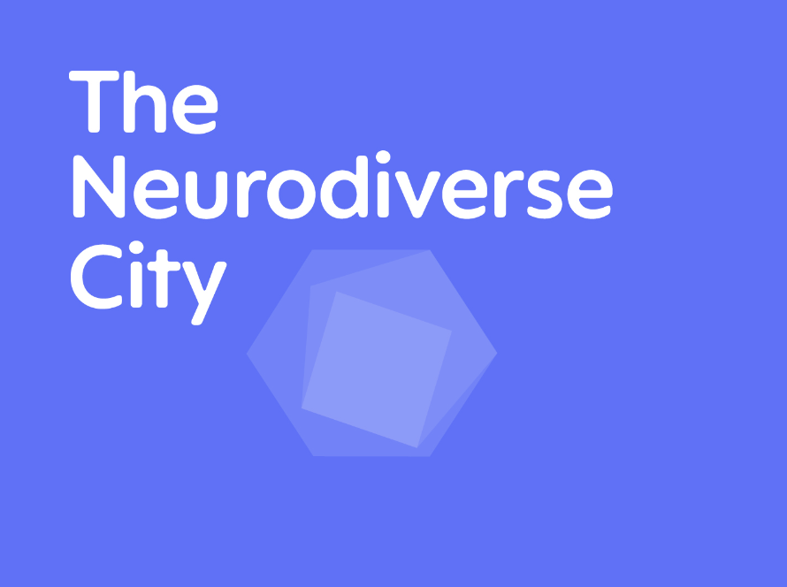 Neurodiverse City in white letters on blue background.