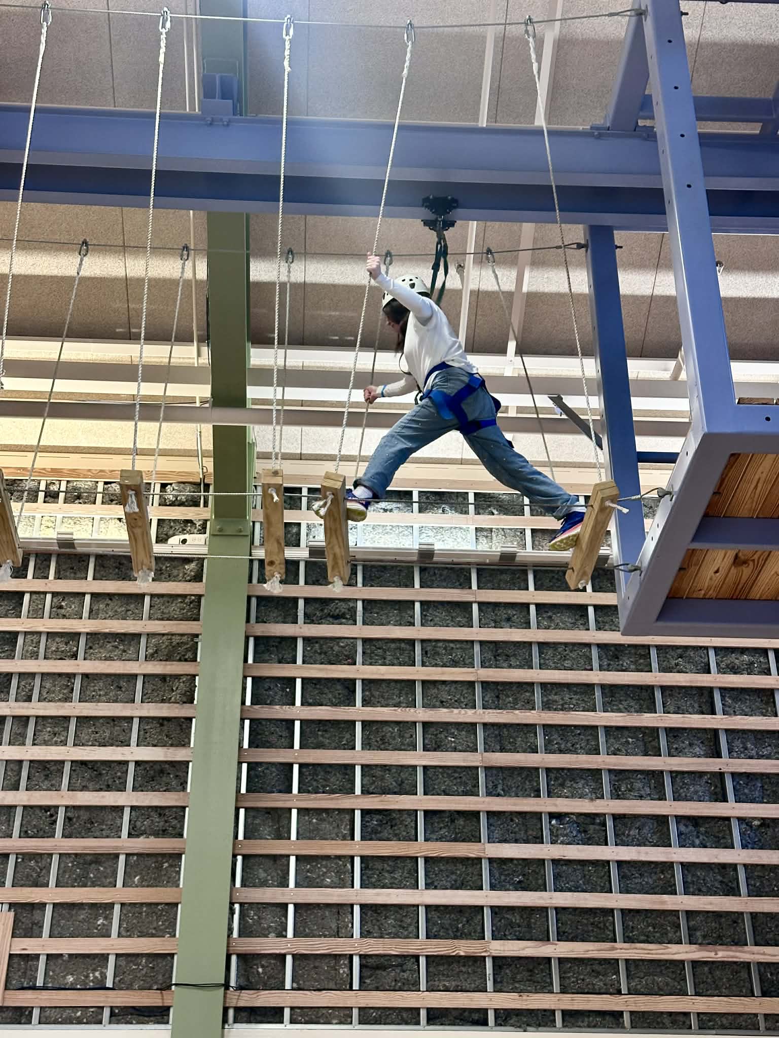 Woman walking on the high wire