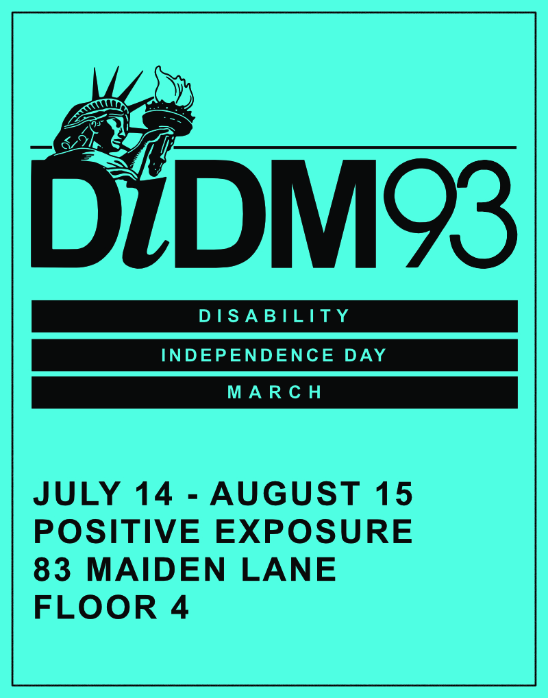 Image description: A logo for the march that was used for programs and other distributed information. The bust of the Statue of Liberty is above the words "DIDM ’93, Disability Independence Day March." Alt text: Disability Independence Day March ’93 logo
