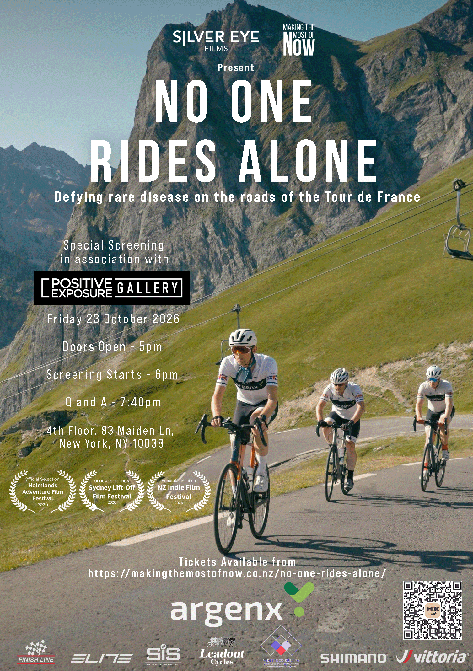 Image of 3 people on bikes in the country side. Text: See below